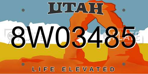8W03485 Utah License Plate