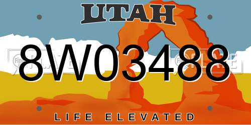 8W03488 Utah License Plate