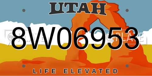 8W06953 Utah License Plate