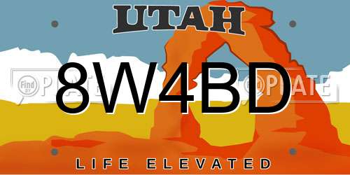 8W4BD Utah License Plate