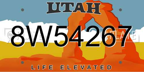8W54267 Utah License Plate