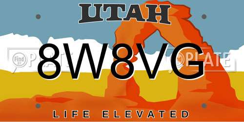 8W8VG Utah License Plate