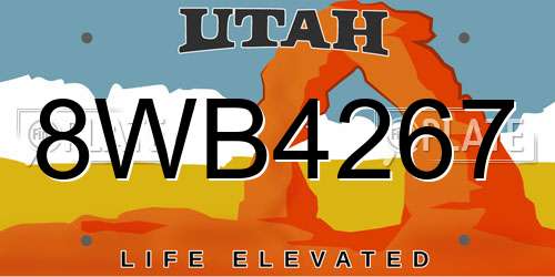 8WB4267 Utah License Plate