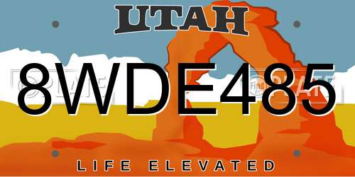 8WDE485 Utah License Plate