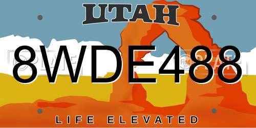 8WDE488 Utah License Plate