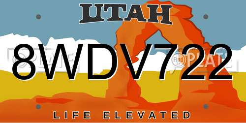 8WDV722 Utah License Plate