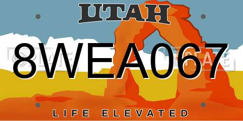 8WEA067 Utah License Plate