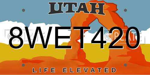 8WET420 Utah License Plate
