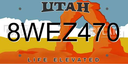 8WEZ470 Utah License Plate