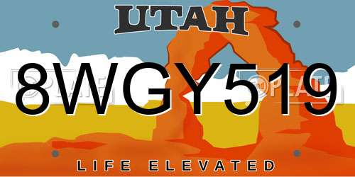 8WGY519 Utah License Plate