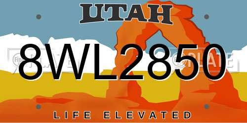 8WL2850 Utah License Plate