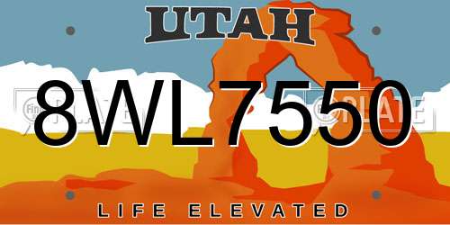 8WL7550 Utah License Plate