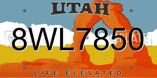 8WL7850 Utah License Plate