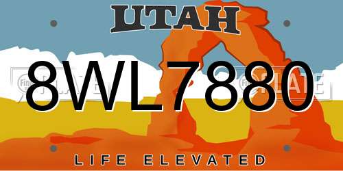 8WL7880 Utah License Plate