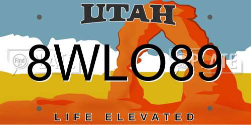 8WLO89 Utah License Plate