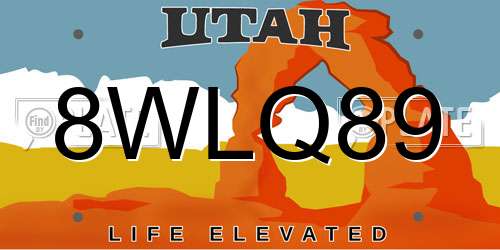 8WLQ89 Utah License Plate