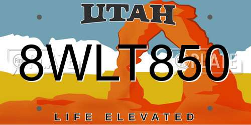 8WLT850 Utah License Plate