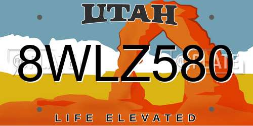 8WLZ580 Utah License Plate