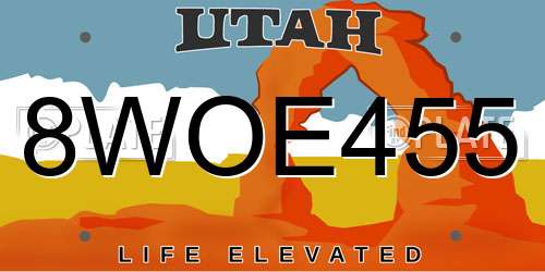 8WOE455 Utah License Plate