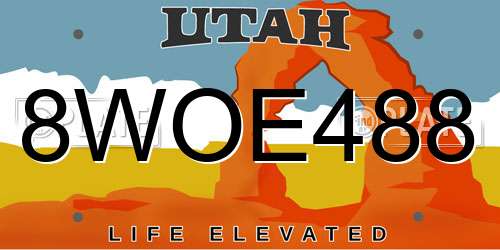 8WOE488 Utah License Plate