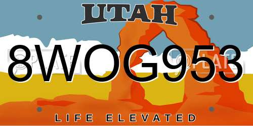 8WOG953 Utah License Plate