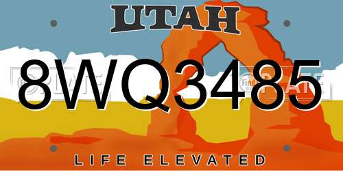 8WQ3485 Utah License Plate