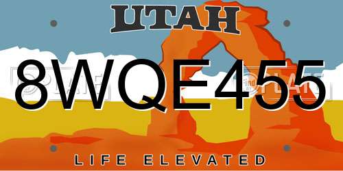 8WQE455 Utah License Plate