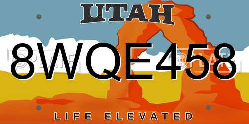 8WQE458 Utah License Plate