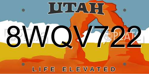 8WQV722 Utah License Plate