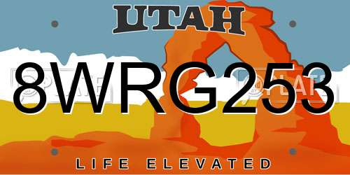 8WRG253 Utah License Plate