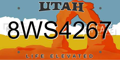 8WS4267 Utah License Plate