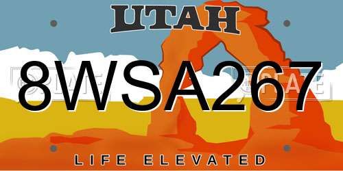 8WSA267 Utah License Plate