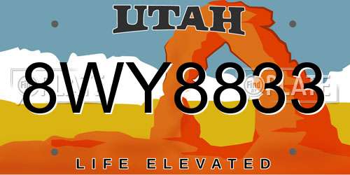 8WY8833 Utah License Plate