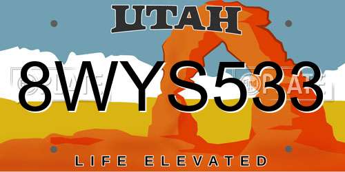 8WYS533 Utah License Plate