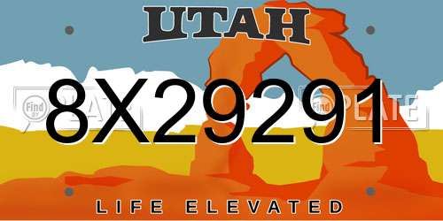 8X29291 Utah License Plate