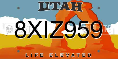 8XIZ959 Utah License Plate