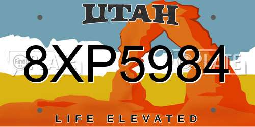 8XP5984 Utah License Plate
