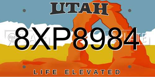 8XP8984 Utah License Plate