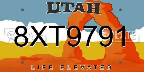 8XT9791 Utah License Plate