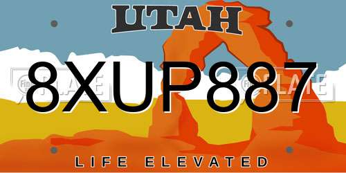 8XUP887 Utah License Plate