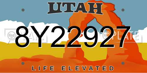 8Y22927 Utah License Plate