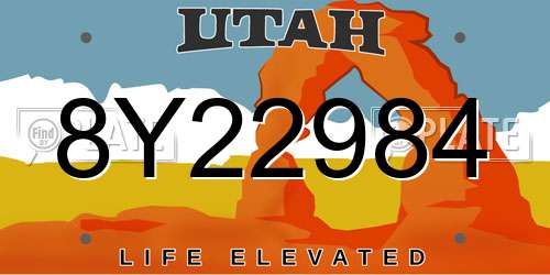 8Y22984 Utah License Plate