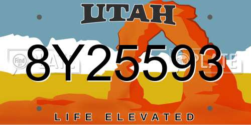 8Y25593 Utah License Plate