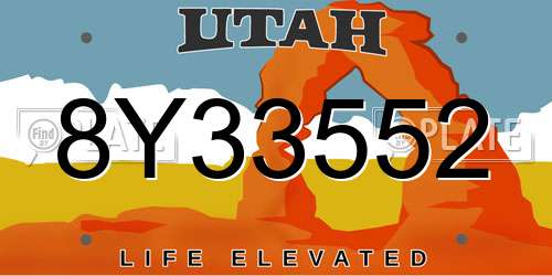 8Y33552 Utah License Plate