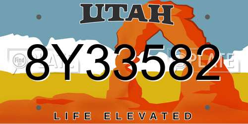 8Y33582 Utah License Plate