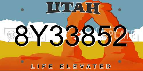 8Y33852 Utah License Plate