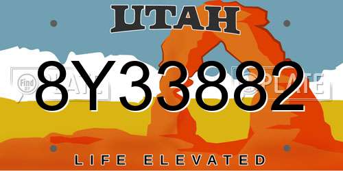 8Y33882 Utah License Plate