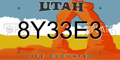 8Y33E3 Utah License Plate