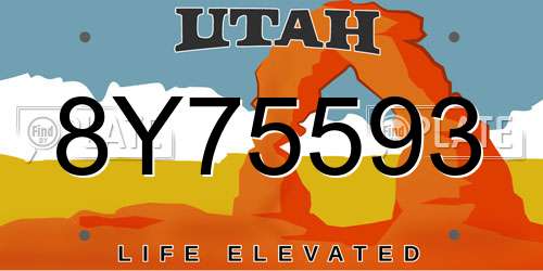 8Y75593 Utah License Plate