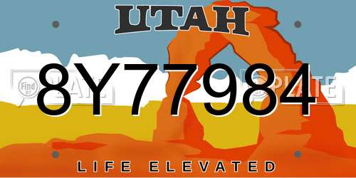8Y77984 Utah License Plate